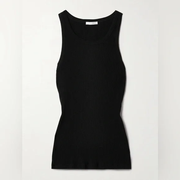 THE ROW Misty ribbed cotton-jersey tank black size XL - Picture 2 of 7